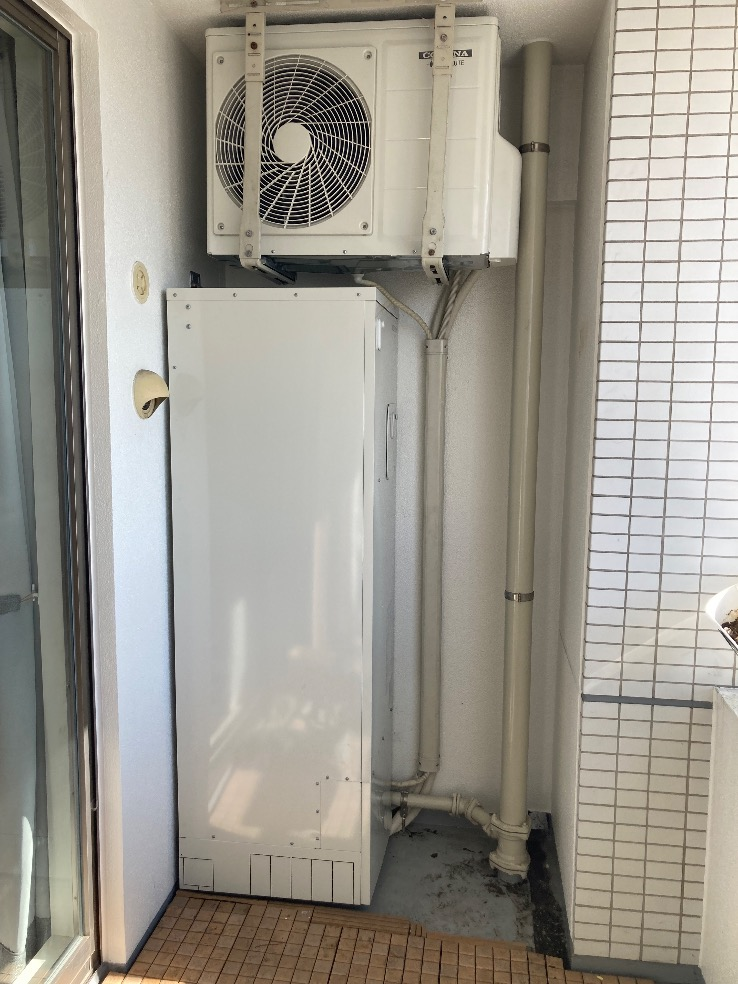 コロナエコキュートCHP-301DA7-1-BLからコロナエコキュートCHP-S30AY1-12B｜エコキュート交換工事｜東京都荒川区南千住｜マンション｜リバーフェイス