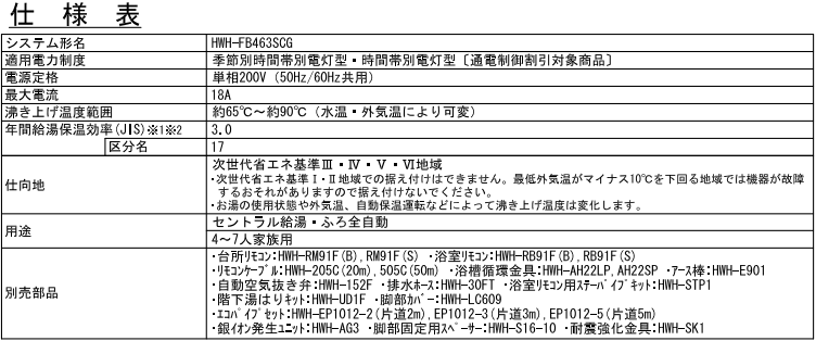 東芝HWH-FB463SCGからエコキュート交換、修理、取替えをご検討の方へ