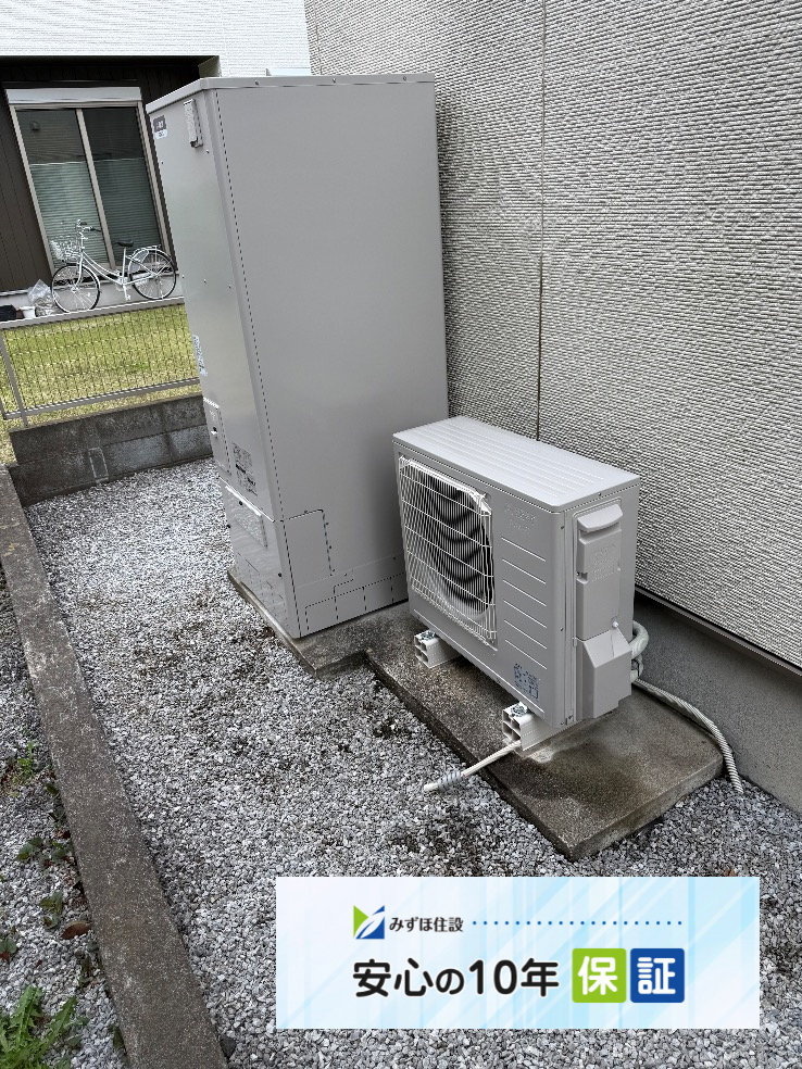 三菱エコキュートSRT-HPT37W4から三菱エコキュートSRT-S376｜エコキュート交換工事｜茨城県結城市結城｜石井工務店 
