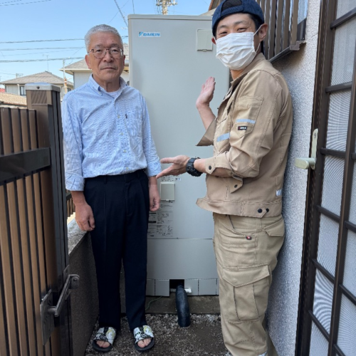 三菱エコキュートSRT-HPT37N5からダイキンエコキュートEQA37YV｜エコキュート交換工事｜埼玉県北本市西高尾
