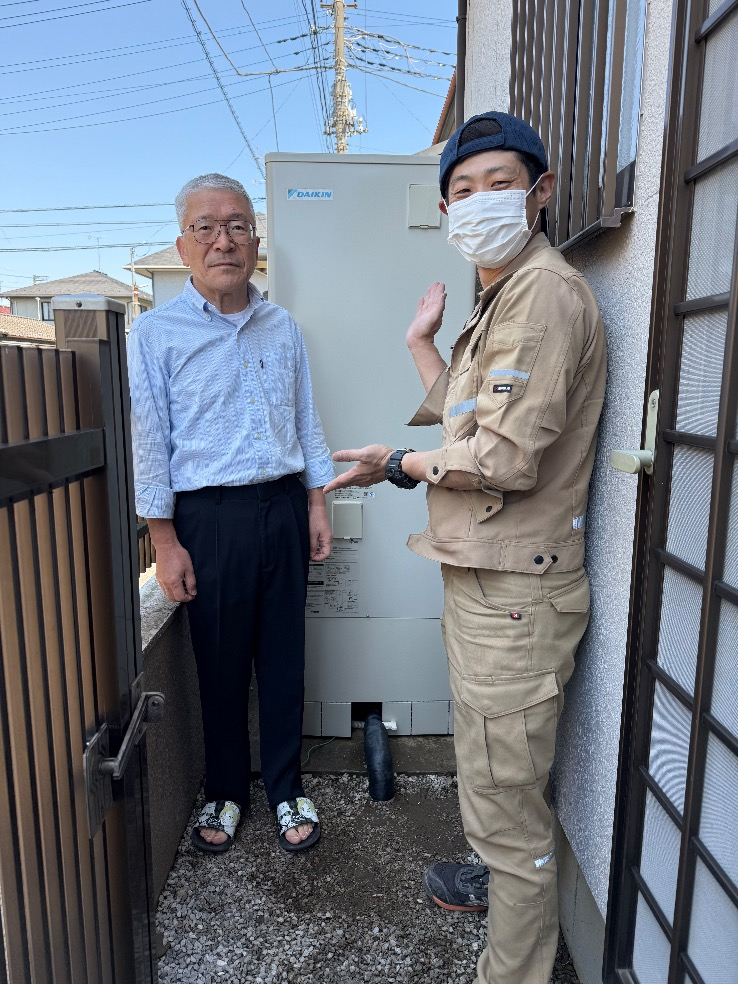 三菱エコキュートSRT-HPT37N5からダイキンエコキュートEQA37YV｜エコキュート交換工事｜埼玉県北本市西高尾