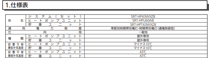 三菱SRT-HP43WXZ8からエコキュート交換、修理、取替えをご検討の方へ