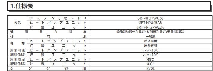 三菱SRT-HP37WUZ6からエコキュート交換、修理、取替えをご検討の方へ