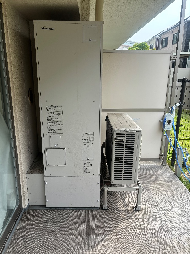 タカラスタンダードエコキュートEC-3006KU-FANEからダイキンエコキュートEQX37YFVE｜エコキュート交換工事｜神奈川県横浜市金沢区富岡東｜マンション｜テラス横浜富岡