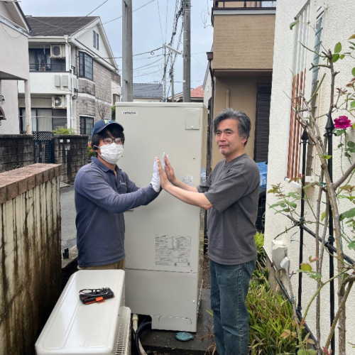 コロナエコキュートCTU-HX37AW2から日立エコキュートBHP-FG37XU｜エコキュート交換工事｜東京都小平市花小金井南町