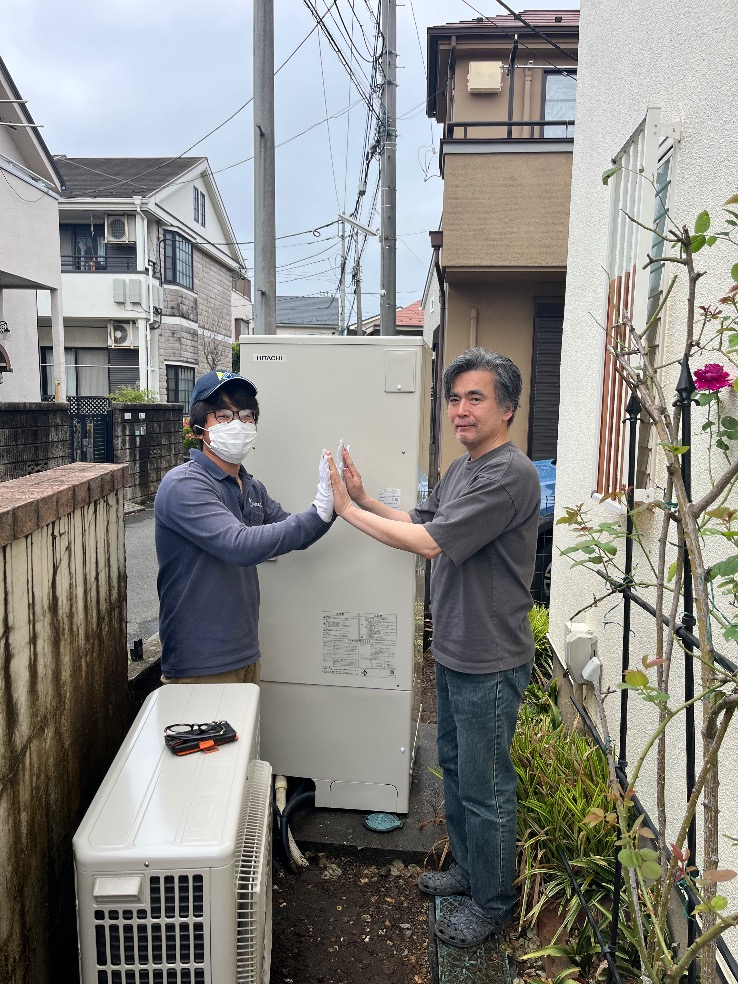 コロナエコキュートCTU-HX37AW2から日立エコキュートBHP-FG37XU｜エコキュート交換工事｜東京都小平市花小金井南町