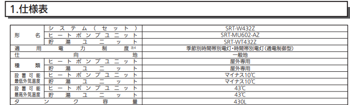 三菱SRT-W432Zからエコキュート交換、修理、取替えをご検討の方へ 
