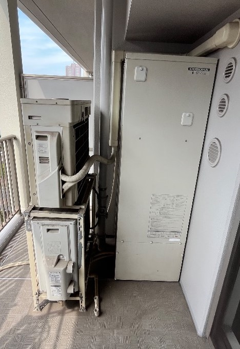 コロナエコキュートCHP-H3014AJ-BLから三菱エコキュートSRT-W306D-BS2｜エコキュート交換工事｜千葉県千葉市中央区新宿｜マンション｜タイムズアリーナ千葉中央