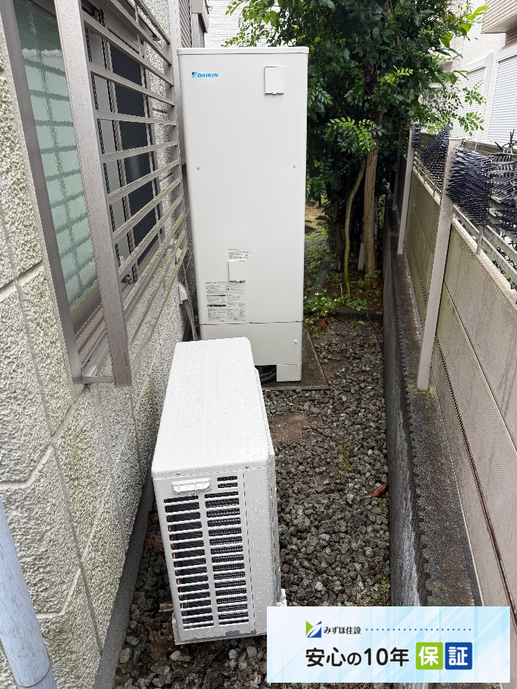 三菱エコキュートSRT-HPT37W3からダイキンエコキュートEQA37YFV｜エコキュート交換工事｜千葉県松戸市樋野口