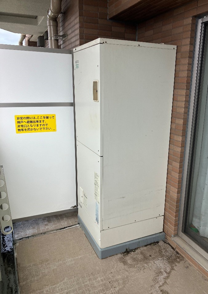 東芝電気温水器HPL-2TFB374RAUWから日立エコキュートBHP-FG37XU｜エコキュート交換工事｜電気温水器からエコキュート｜千葉県松戸市常盤平｜マンション｜ミオカステーロ常盤平