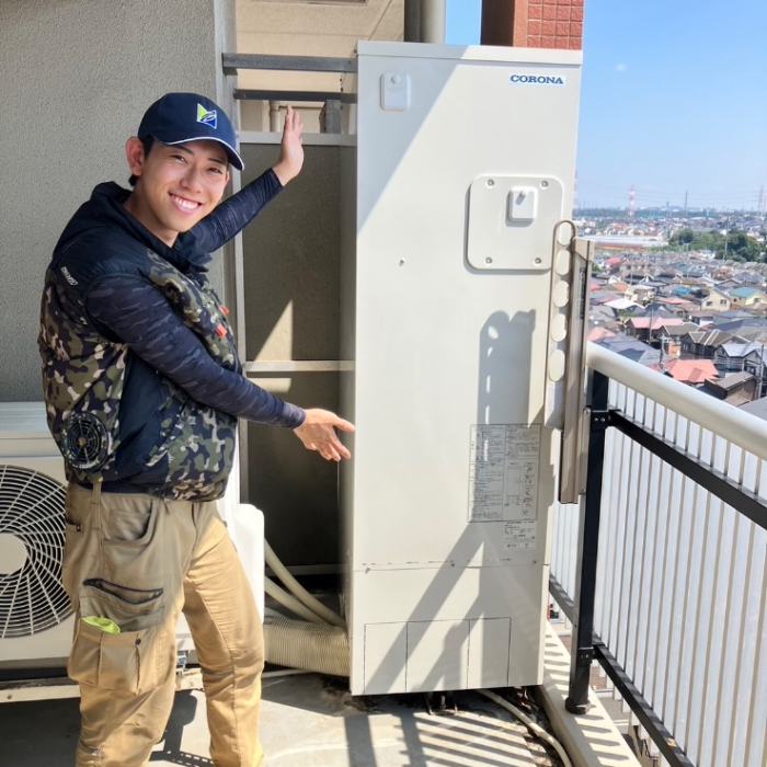 コロナエコキュートCTU-H3014AMからコロナエコキュートCHP-S30AZ1-12|エコキュート交換工事|千葉県船橋市上山町|マンション|ザ・ガーデンプレミアム