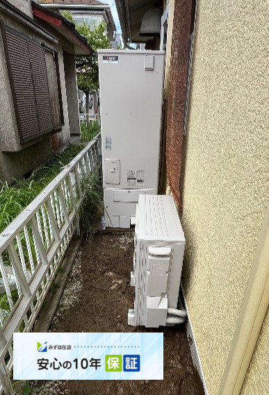 三菱エコキュートSRT-HPT373WFから三菱エコキュートSRT-S376｜エコキュート交換工事｜千葉県長生郡白子町中里