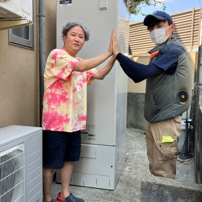 三菱エコキュートSRT-HPT55WX5から三菱エコキュートSRT-S557U｜エコキュート交換工事｜東京都多摩市連光寺｜