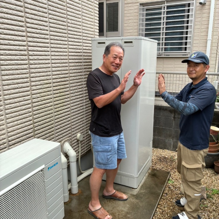 三菱エコキュートSRT-HPT37W4から三菱エコキュートEQX37YFV｜エコキュート交換工事｜埼玉県入間市豊岡