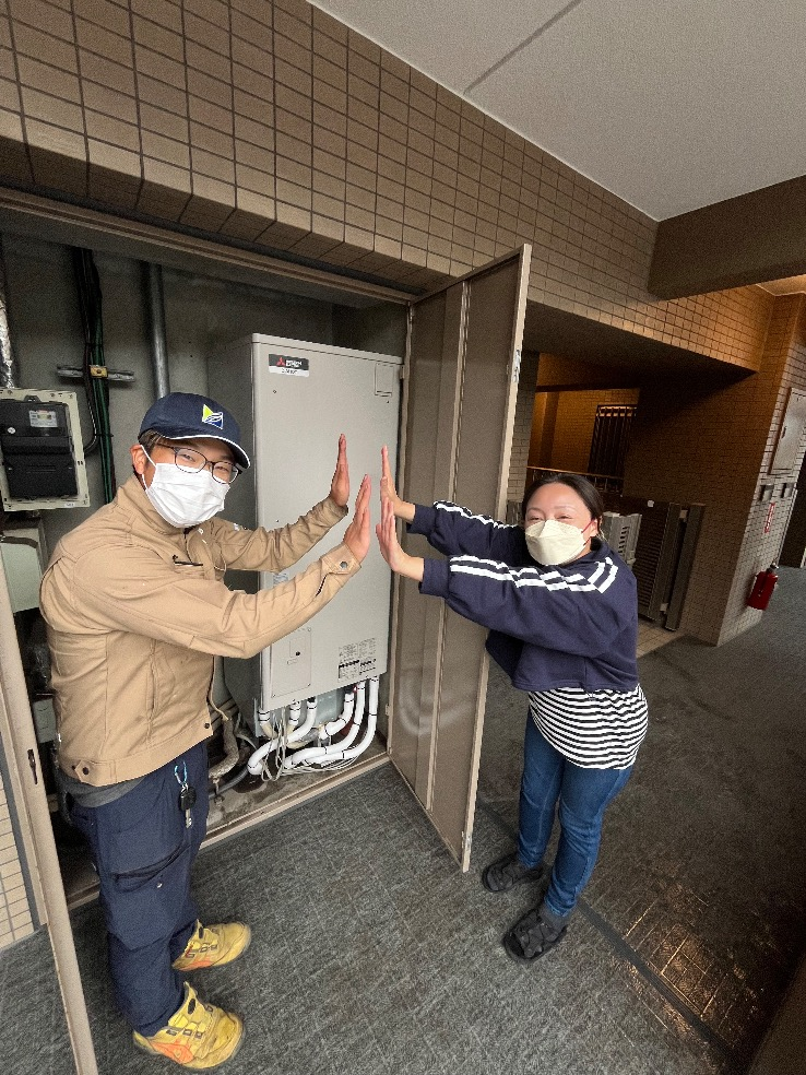 コロナエコキュートCTU-H3014Aから三菱エコキュートSRT-W306D-BS2｜エコキュート交換工事｜神奈川県横須賀市長瀬｜マンション｜日神パレステージ久里浜海岸|エコるーぷ配管