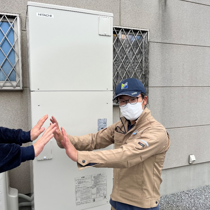 長府エコキュートEHP-4647GPXHから日立エコキュートBHP-FG46XU｜エコキュート交換工事｜茨城県猿島郡境町｜