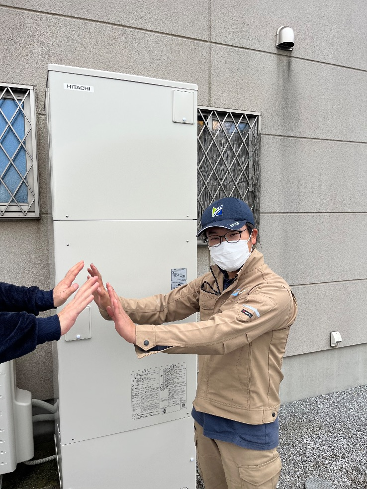 長府エコキュートEHP-4647GPXHから日立エコキュートBHP-FG46XU|エコキュート交換工事|茨城県猿島郡境町|