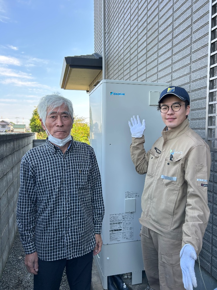 長府エコキュートEHP-3734GPXHからダイキンエコキュートEQX37ZFV|エコキュート交換工事|茨城県古河市山田|