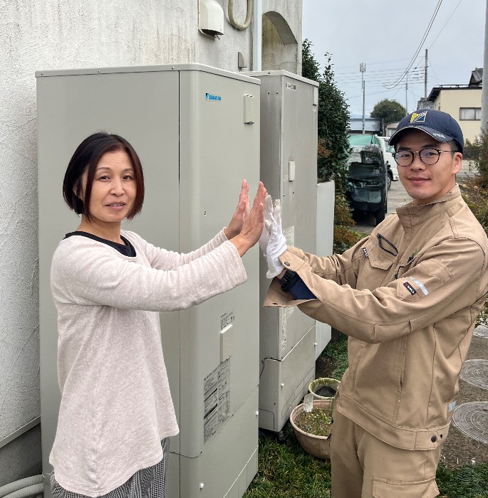 サンデンエコキュートEB-37QTA2からダイキンエコキュートEQX37ZFV｜エコキュート交換工事｜群馬県安中市鷺宮｜