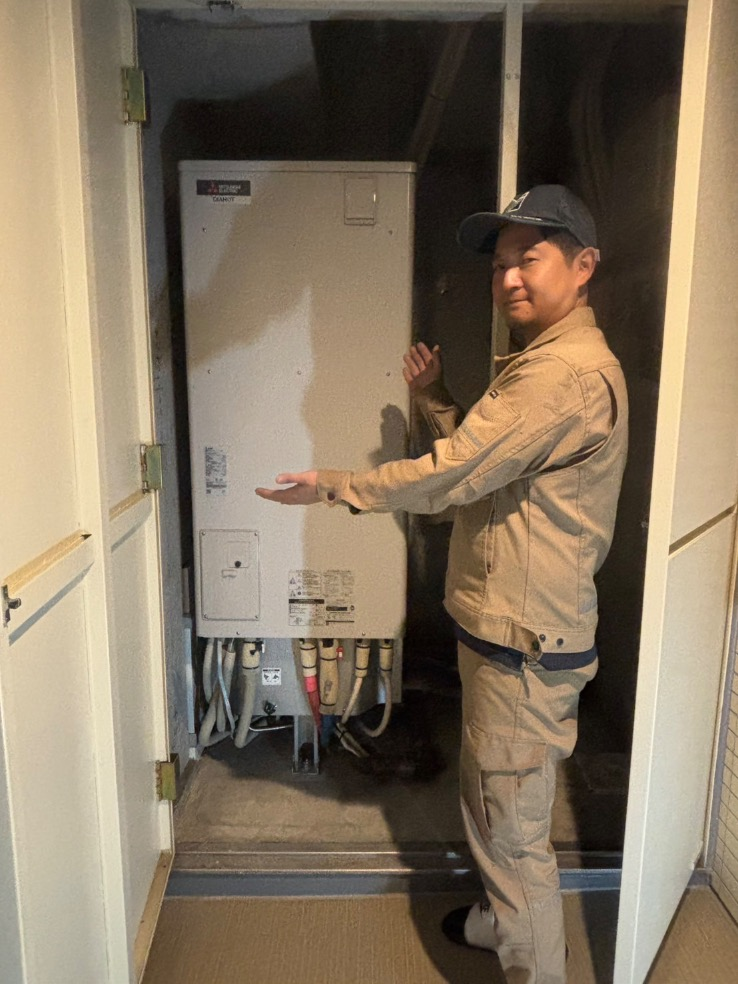 長府エコキュートEHP-3135GPXH-Sから三菱エコキュートSRT-S376｜エコキュート交換工事｜東京都杉並区高円寺北｜マンション｜イニシア中野