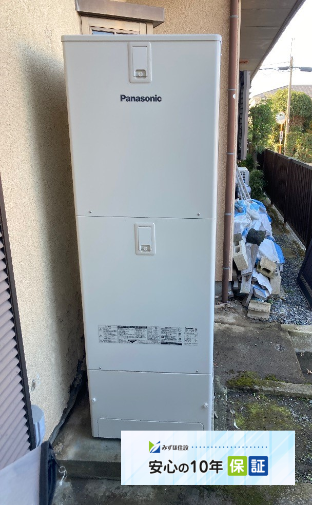 パナソニックエコキュートHE-K37BQからパナソニックエコキュートHE-S37LQS｜エコキュート交換工事｜埼玉県深谷市普済寺