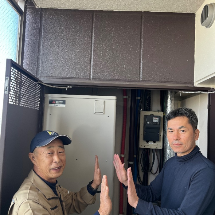 三菱エコキュートSRT-HPT37WD4から三菱エコキュートSRT-S376｜エコキュート交換工事｜茨城県守谷市中央｜マンション｜ポレスター守谷