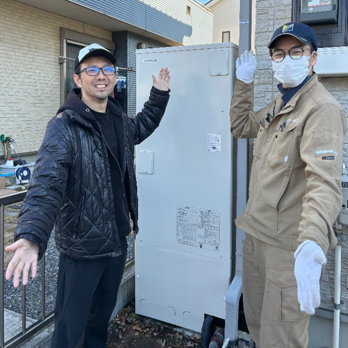 パナソニックエコキュートHE-460SEQから日立エコキュートBHP-FG37XU｜エコキュート交換工事｜茨城県古河市久能｜