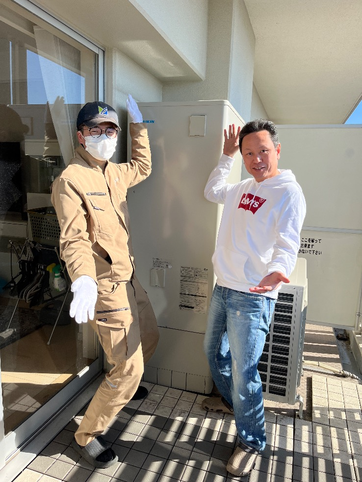 コロナエコキュートCTU-H3714AZからダイキンエコキュートEQX37XFV|エコキュート交換工事|神奈川県横浜市港北区綱島西|マンション|グランスイートハートアイランド