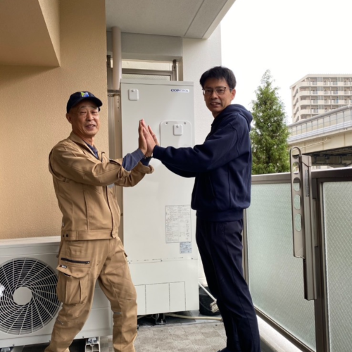 コロナエコキュートCTU-301DA7-1-BLからコロナエコキュートCHP-S30AZ1-12|エコキュート交換工事|東京都江東区亀戸|マンション|キャピタルガーデン東大島ソレア