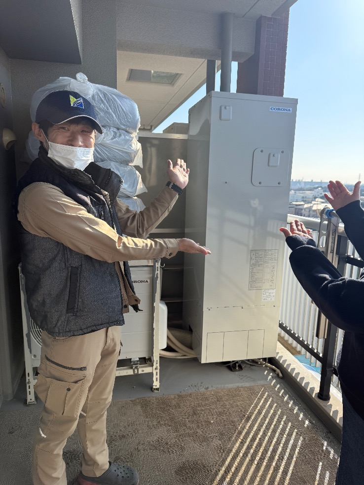 コロナエコキュートCTU-H3014AMからコロナエコキュートCHP-S30AZ1-12|エコキュート交換工事|千葉県船橋市上山町|マンション|ザ・ガーデンプレミアム フロントレジデンス