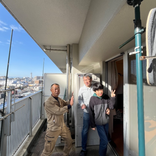 コロナエコキュートCTU-H3714AZから三菱エコキュートSRT-S376U｜エコキュート交換工事｜東京都足立区新田｜マンション｜グランスイートハートアイランド