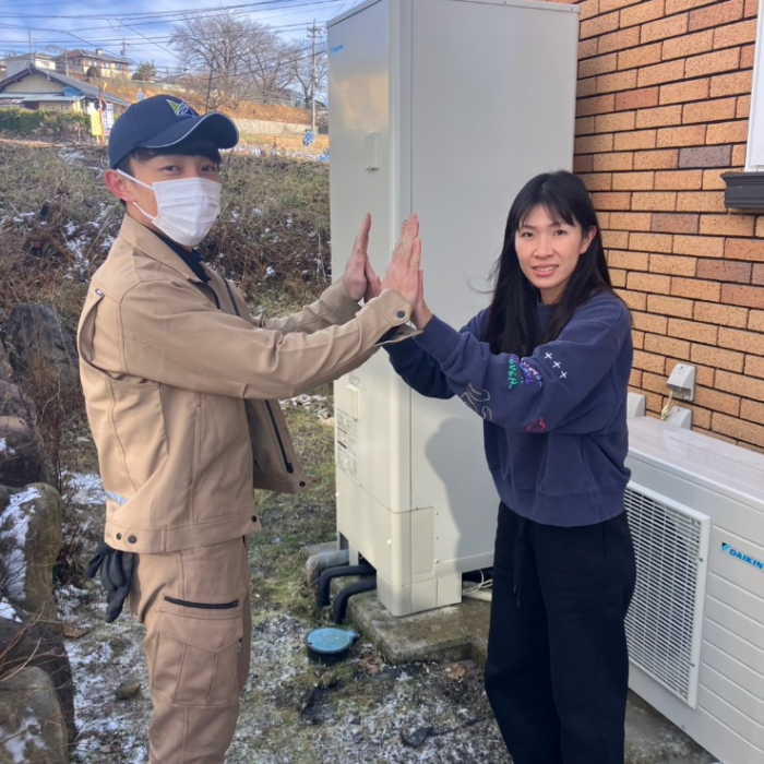 三菱エコキュートSRT-HPTK46W7らダイキンエコキュートEQA46YFHV｜エコキュート交換工事｜長野県小諸市東雲｜