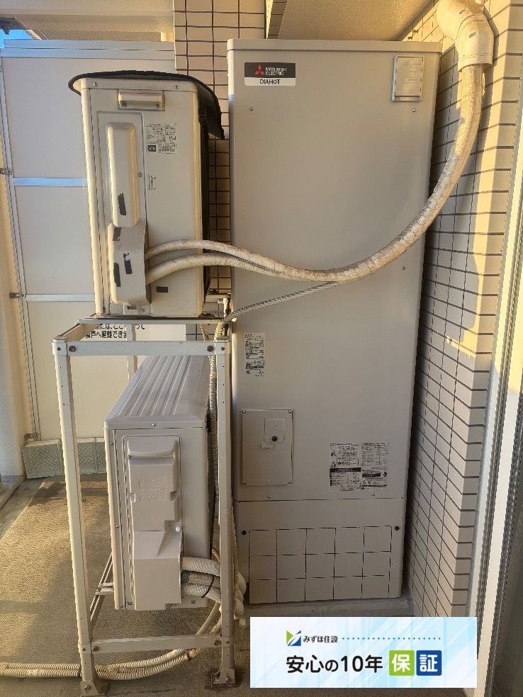 長府エコキュートEHP-3135GPXH-Sから三菱エコキュートSRT-W306D-2|エコキュート交換工事|埼玉県坂戸市関間|マンション|ファーストレジデンス若葉