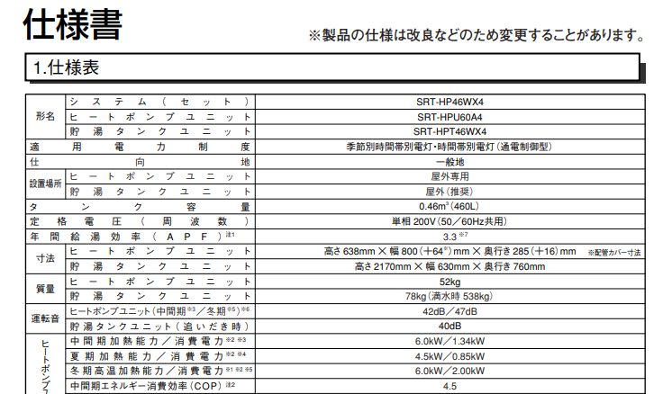 三菱SRT-HP46WX4からエコキュート交換、修理、取替えをご検討の方へ