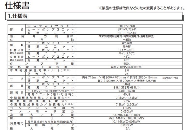 三菱SRT-P552UBをご検討の方へ