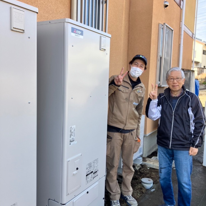 三菱エコキュートSRT-3768WFU-BLから三菱エコキュートSRT-S376U｜エコキュート交換工事｜埼玉県さいたま市岩槻区表慈恩寺｜