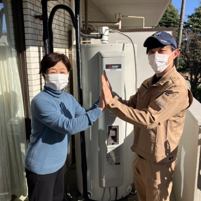 三菱電気温水器SRG-46565SLから三菱電気温水器SRG-375｜電気温水器交換工事｜埼玉県川口市芝高木｜マンション｜ジェム川口芝公園
