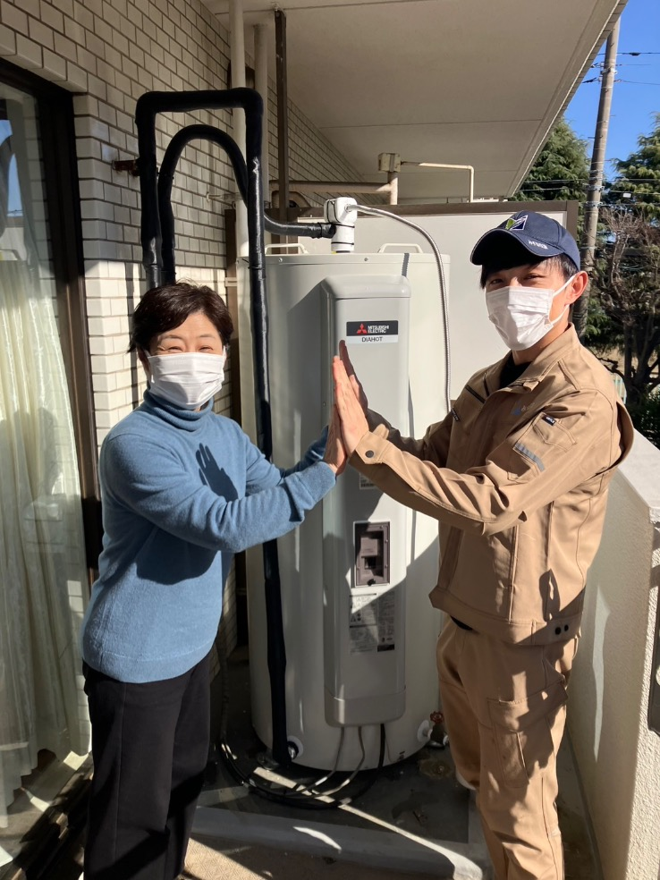 三菱電気温水器SRG-46565SLから三菱電気温水器SRG-375｜電気温水器交換工事｜埼玉県川口市芝高木｜マンション｜ジェム川口芝公園 