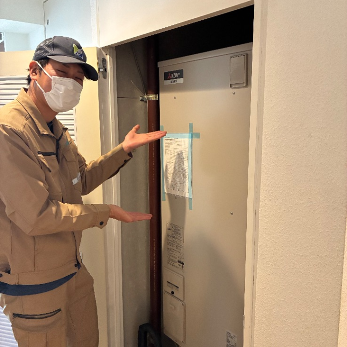 三菱電気温水器SRT-J37WD4から三菱電気温水器SRT-J37WD5｜電気温水器交換工事｜東京都世田谷区野沢｜マンション｜世田谷野沢ハイデンス