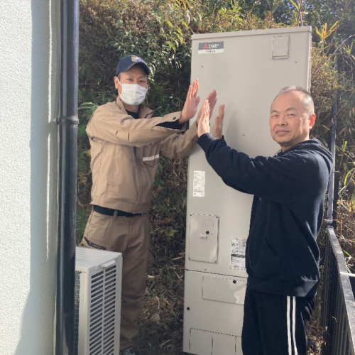 三菱エコキュートSRT-HPT37W3から三菱エコキュートSRT-S377U｜エコキュート交換工事｜神奈川県横浜市保土ケ谷区上菅田町｜