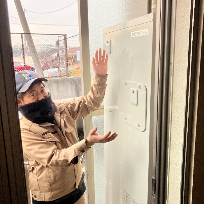 コロナエコキュートCHP-H3014AからコロナエコキュートCHP-S30AZ1-12|エコキュート交換工事|神奈川県横浜市鶴見区岸谷|マンション|イトーピア横浜鶴見ヒルズフォーレ