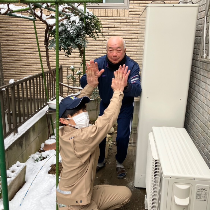 コロナエコキュートCHP-H33022A2からパナソニックエコキュートHEーH37LQS｜エコキュート交換工事｜埼玉県さいたま市北区日進町｜２台同日工事｜エコるーぷ配管