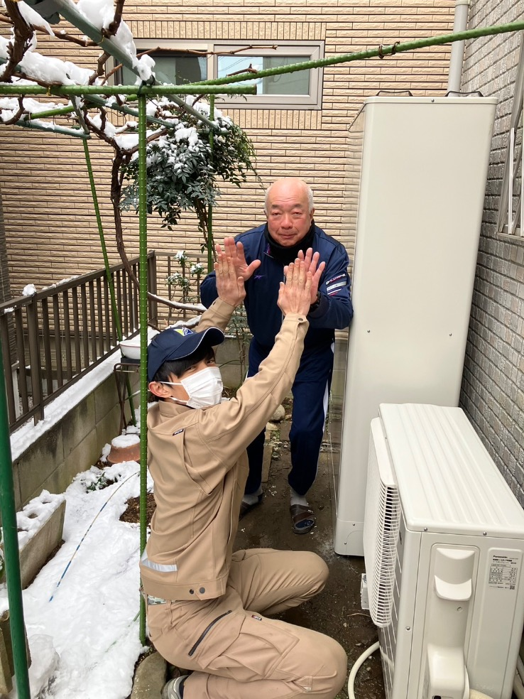 コロナエコキュートCHP-H33022A2からパナソニックエコキュートHEーH37LQS｜エコキュート交換工事｜埼玉県さいたま市北区日進町｜２台同日工事｜エコるーぷ配管