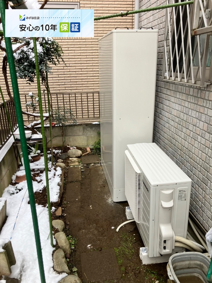 コロナエコキュートCHP-H33022A2からパナソニックエコキュートHEーH37LQS｜エコキュート交換工事｜埼玉県さいたま市北区日進町｜２台同日工事｜エコるーぷ配管