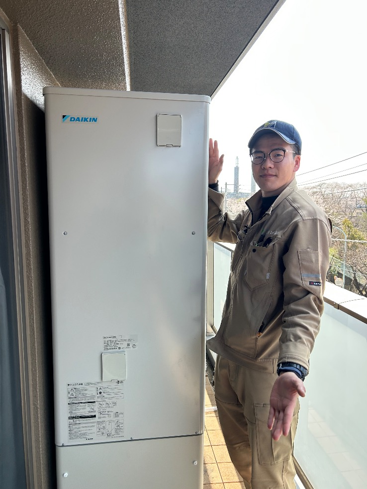 ダイキンエコキュートTU37KFVからダイキンエコキュートEQX37ZFV｜エコキュート交換工事｜東京都東大和市桜が丘｜マンション｜オーベルグランディオ東大和