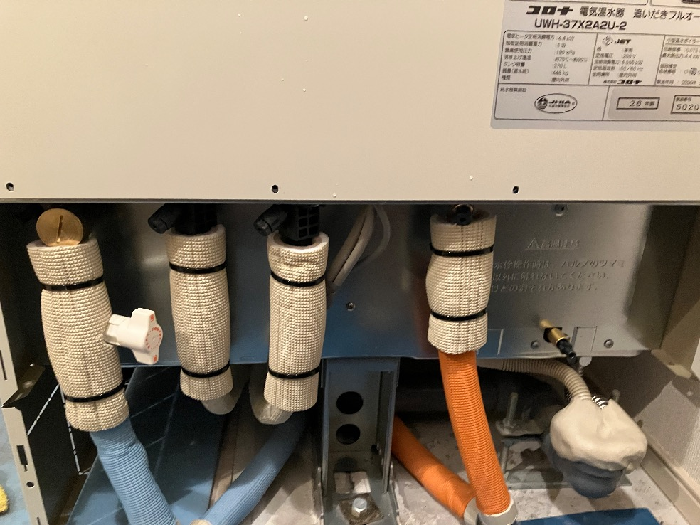 コロナ電気温水器EM-3753KU-FAからコロナ電気温水器UWH-37X2A2U-2｜電気温水器交換工事｜神奈川県川崎市川崎区渡田東町｜マンション｜パークスイート
