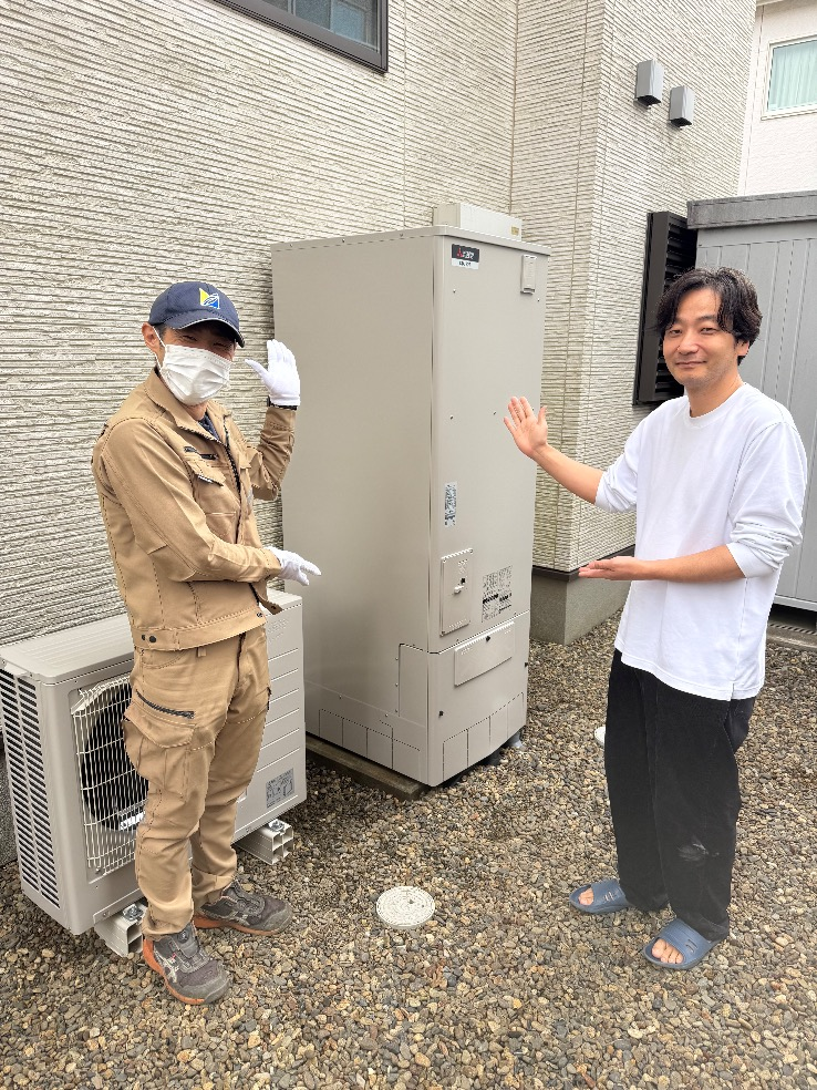 パナソニックエコキュートHE-37SGQCから三菱エコキュートSRT-S377U|エコキュート交換工事|茨城県那珂郡東海村須和間|