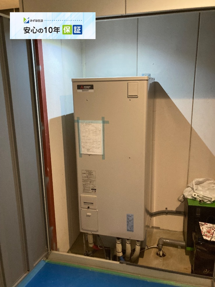 日立電気温水器BE-F37BWUBLから三菱電気温水器SRT-J37WD5|電気温水器交換工事|東京都中央区日本橋浜町|マンション|トルナーレ日本橋浜町