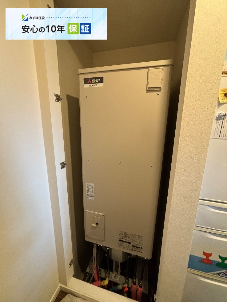 三菱エコキュートSRT-HPT30WD1-Eから三菱エコキュートSRT-W306D-BS2｜エコキュート交換工事｜東京都江東区豊洲｜マンション｜ザトヨスタワー