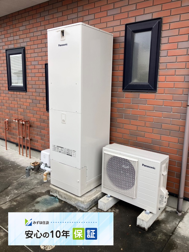 パナソニックエコキュートHE-K46AQからパナソニックエコキュートHE-S46LQS・パナソニックエコキュートHE-37W3QAからパナソニックエコキュートHE-H37LQS|エコキュート交換工事|群馬県前橋市川原町|2台交換|2台同時設置